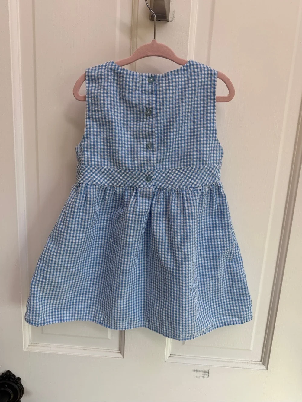 ABS Kids Girls 5 Classic Blue Gingham Picnic Bow-Front Sleeveless Dress